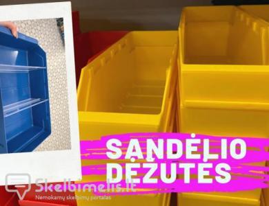 Plastikinės sandėliavimo dėžutės ir stelažai